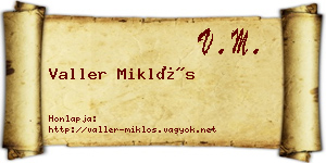 Valler Miklós névjegykártya